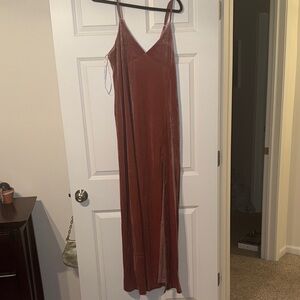 Lulu's Strapless Velvet Dress in Rust